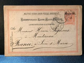 1891 Austria Levant Postal Stationery - Salonique To France - Ref243