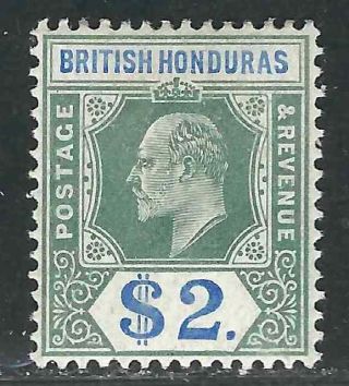 British Honduras Stamps 70 Sg 92 $2 Green & Blue Kevii Mh Vf 1906 Scv $160.  00