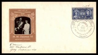 Newfoundland Royal Visit Brown Cachet 1939 First Day Cover Fdc