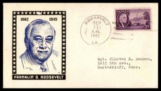 Us1950 1945 Louisiana Roosevelt La 3c Issue Ken Boll Cachet On Unsealed Fdc