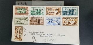 St Pierre Miquelon 1942 Cover With 7 Values To Canada [ D305