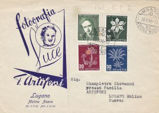Switzerland 1946 Cover Stamped F.  D.  C.  Set Stamps Pro Juventute To Lugano