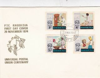 Rhodesia 1974 Universal Postal Centenary Fdc With Enclosure Unaddressed Vgc