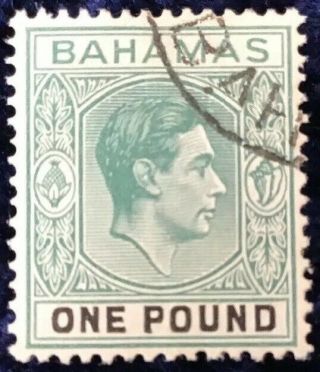 Bahamas George Vi 1938 Definitive £1 Green & Black Very Fine.  Sg 157b.