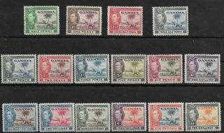 Gambia Kgvi 1938 - 46 Definitives,  Complete Set Of 16 Values Sg150 - 151 Mnh