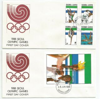 Sierra Leone 1988 Olympic Games Seoul First Day Covers