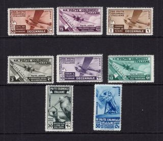 Italian Colonies 1933 - 34 Air Mail Set - Og Mlh - Sc C20 - C27 Cats $ 101.  50