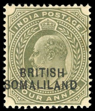 Somaliland 1903 Kevii 4a Olive " Br1tish " Error Cat £225 ($292).  Sg 29a.