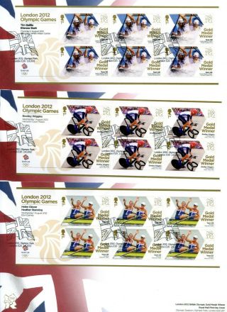2012 Olympic Games Gold Medal Winners Royal Mail Set Of Fdcs X29 No Inserts.