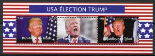 Chad 2016 Mnh Donald Trump Us Elections 3v M/s Us Presidents Politicians Stamps