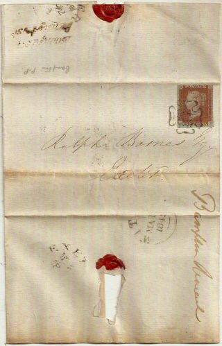 1842 Bampton Penny Post Oxfordshire Qv 1d Ref Imperf Maltese Cross Cover - Exeter