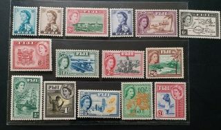 Fiji 1954 Qe Ii 1/2d To £1 Sg 280 - 295 Sc 147 - 162 Pictorial Set 15 Mnh