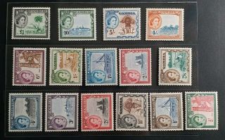 Gambia 1953 Qe Ii 1/2d To £1 Sg 171 - 185 Sc 153 - 167 Pictorial Set 15 Mnh