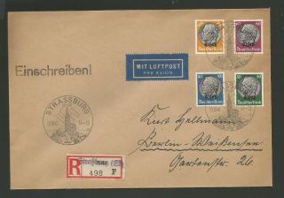 1940 Germany Occupation Of Alsace Overprints On Registered Cover
