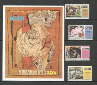 M927 1981 Uganda Art Paintings Pablo Picasso 306 - 9 Michel 10,  2 Euro Set,  Bl Mnh