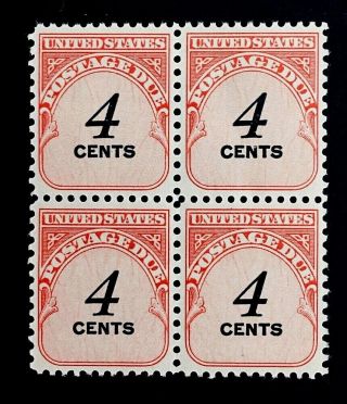 Us Stamps Scott J92 1959 4c Postage Due Block Of 4.  Nicely Centered Xf/sup M/nh