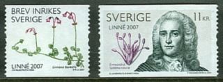 Sweden 2007 Carl Linnaeus On Set Of Two Coil Stamps Mnh