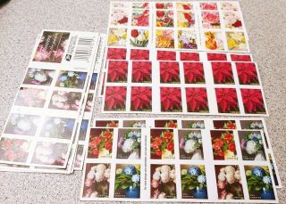 200 Usps Forever Stamps - Various Flowers,  Poinsettias (10 Sheets Of 20 Stamps)