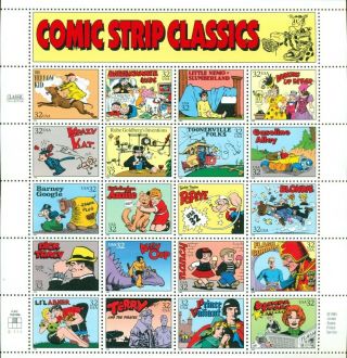 Us: 1995 Comic Strip Classics; Sheet Of 20 - Sc 3000; Popeye,  Nancy,  Blondie