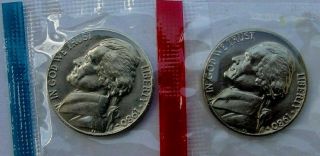 1980 Jefferson Nickel Set Both P & D Mints (2 Coins) In Cello