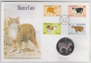 Isle Of Man Cat Coin Cover (attractive 1 Crown Coin)
