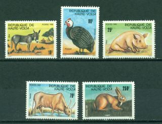 Burkina Faso Scott 587 - 591 Mnh Animals Fauna Cv$6,