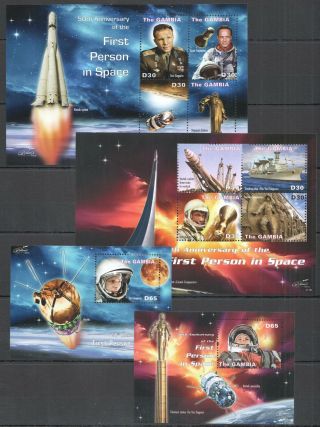 J687 2011 Gambia First Person In Space Gagarin Michel 29 Euro 2kb,  2bl Mnh