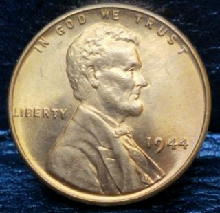 1944 Lincoln Wheat Penny Cent - " Stunning " Gem,  / Brilliant Uncirculated 74