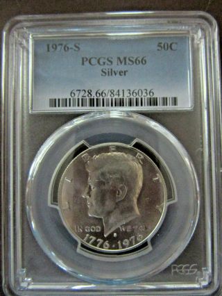 1976 - S " Kennedy " Silver Half Dollar (50c),  P.  C.  G.  S Ms - 66