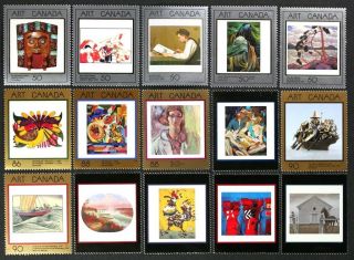 Canada 1988 - 2002 1203// 1945 Art,  Paintings Complete Set 15 Nh