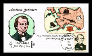 Us Cover Collins Hand Colored Cachet Andrew Johnson Purchase Of Alaska Fdc