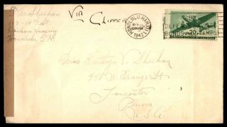 Mayfairstamps Us 1942 Honolulu Hawaii Clipper Censored To Lancaster Pa Cover Wwb