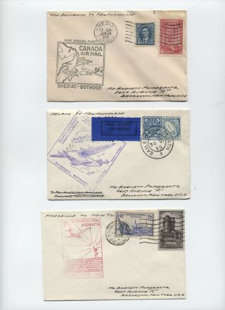 5 1939 Transatlantic Flight Covers France,  Gb,  Canada,  Ireland [y3427]