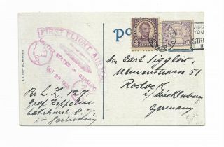 Graf Zeppelin Oct 28 1928 1st Flight York To Germany Postcard