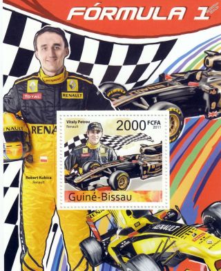 Vitaly Petrov & Kubica Formula One F1 Gp Renault Racing Car Driver Stamp Sheet