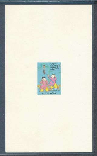 Vietnam 507 1975 Lunar Year Tet 30pi Proof Card Nh Children Firecracker