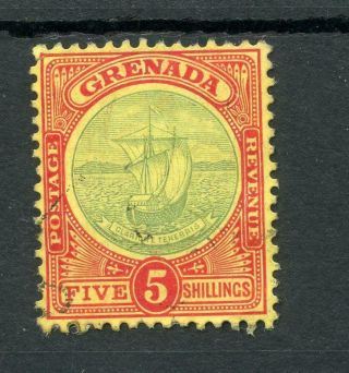 Grenada 1908 - 11 5s Green And Red On Yellow Sg88 Fu