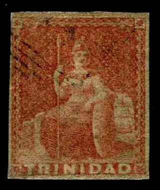 1854 - 57 Trinidad 6 Britannia - White Paper - - Vf - Cv$77.  50 (esp 3265)