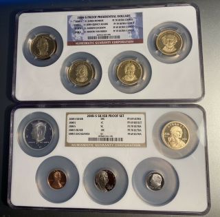 2008 S Proof Presidential Dollars Ngc Ultra Cameo 4 Coin Set W/ 2008 Proof Set