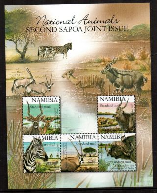 2007 Namibia National Animals 2nd Sapoa Joint Issue M/sheet Sgms1090 U/mint