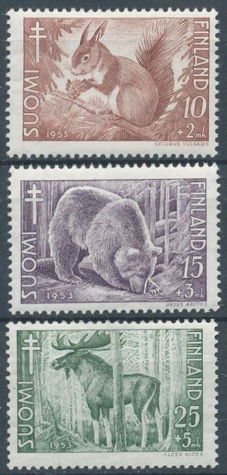 Finland 1953 Mnh - Animals Bear Moose Squirrel Anti - Tuberculosis Scott B120 - 122