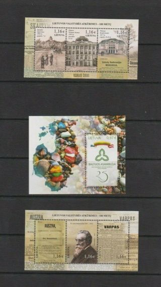 Lithuania 2016/2017 X 3 S/sheets Mnh Per Scans