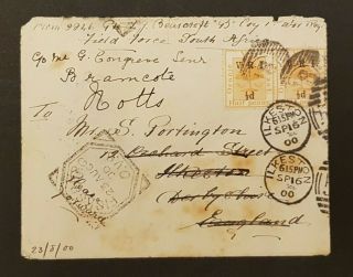 South Africa,  Orange State,  Boer War Cover,  Addressed To Ilkley Uk