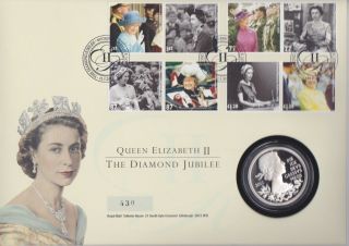 Gb Stamps First Day Cover 2012 Diamond Jubilee With Silver Proof Coin