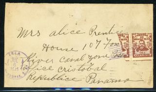 Honduras Postal History: Lot 98 1915 15c Bisect Tela - Canal Zone Via N.  O.  $$