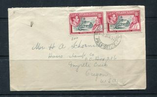 Pitcairn Island 1952 11/2d X 2 Commercial Cover To Oregon,  Usa With Letter.