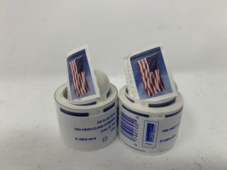 200 (2 Rolls Of 100) Usps Forever Stamps Us Flag Coil - First Class Postage