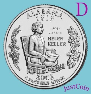2003 - D Alabama (al) State Quarter Uncirculated From U.  S.  State Quarters