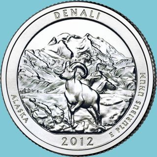 2012 - P Denali National Park Alaska Quarter Uncirculated From Us Rolls