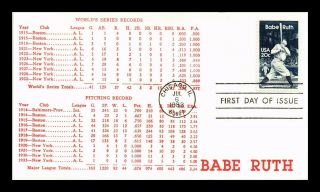 Us Cover Babe Ruth Baseball Worlds Series And Pitching Records Fdc
